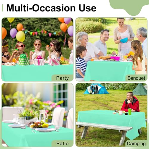 misaya 6 Packs Plastic Table Cloth Mint Green Disposable Tablecloth - color: Mint Green, size: 54" X 108"