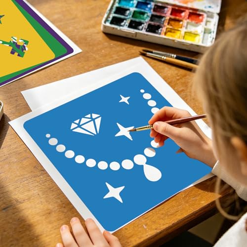CUTHOLLOW Animals Fruit Plant Stencils, 24PCS 8-Inch Reusable Plastic | 24PCS 8-Inch Animals, Fruit & Plant Shapes, Reusable Washable Plastic, Painting, Crafts, Wall Art & Sidewalk Chalk - style: Fairies and Castles