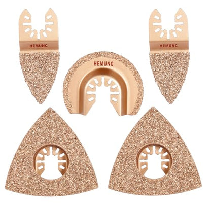 5pcs Mixed Universal Carbide oscillating Tool Blades Set for Tile Grout Mortar Concrete Masonry - size: 5PACK Carbide Grout Removal Blades