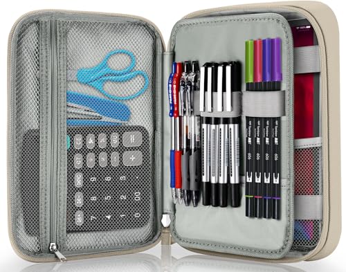 Big Capacity Storage Pouch Marker Pen Pencil Case Simple Stationery Bag Box Art Tool & Sketch Storage Boxes for Bullet Journal Middle High School Office College Student Girl Women Adult Teen - color: Khaki