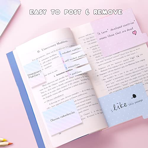 Hommie Sticky Notes Set Tabs 410 Pack Color Pads Divider Sticky Notes with Bookmark Index for School Supplies, 60 Ruled, 40 Per Dotted, 60 Per Rectangular, 6x25 Index Tabs - color: Colorful-pastel Pink