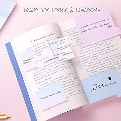 Hommie Sticky Notes Set Tabs 410 Pack Color Pads Divider Sticky Notes with Bookmark Index for School Supplies, 60 Ruled, 40 Per Dotted, 60 Per Rectangular, 6x25 Index Tabs - color: Colorful-pastel Pink