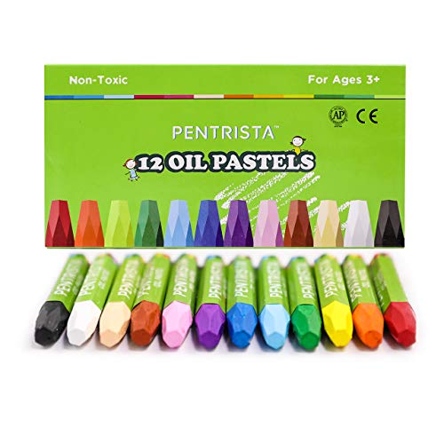 Oil Pastels, 12 Colors Hexagonal Oil Pastels for Kids & Artists | Non-Toxic Oil Pastels Set with Sharpener & Holder, Pastel Crayons for Kids, Smooth Drawing, Easy Blending，Indoor Activities - color: 12 Colors