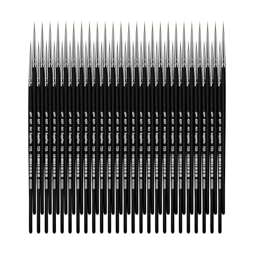 XDT#725 Fine Detail Artist Paint Brush 50 Piece Set Round Pointed Tip Paint Brush #00000 for Micro Painting, Nail Model Acrylic Oil Watercolor - size: 50Pcs #00000