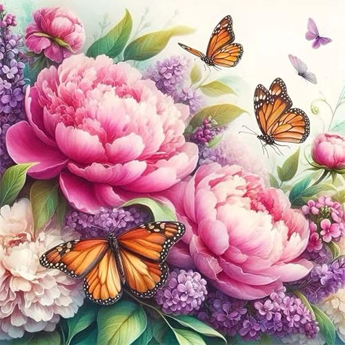 ZHUDENGXJL 5D Diamond Painting Kits for Adults, Butterfly Flower Diamond Art Kits for Beginners,DIY Diamond Dots with Diamond Gem Art and Crafts Kits for Home Wall Decor 13.78 X 13.78 inch - color: DZ882