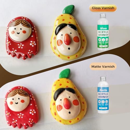 Sovol 480ml Air Dry Clay Glaze with Tools, Gloss & Matte Clay Varnish | Avoid Clay Wear, Cracking, Scratches for Air Dry Clay Polymer Clay Resin Crete Pottery Acrylic Paint