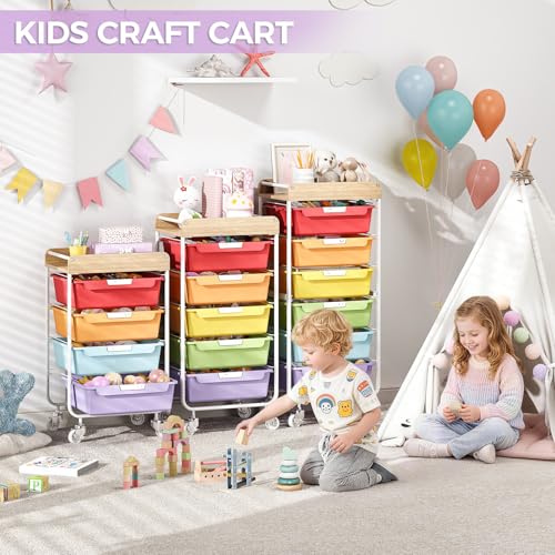 SYKIARIOL Utility Storage Cart with Jelly Bean Color Drawer for Classroom | Rolling Cart with Labeling 6 Drawers, for Kids Room, Dorm, School, Storage Study Arts Craft Sewing Supplies Organizers - color: Jelly Bean Color, size: 6-Drawer