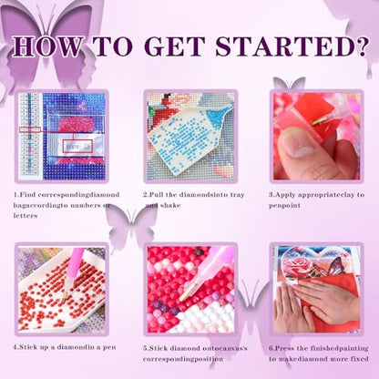DOTZSO Butterfly Diamond Painting Art Kits for Adults Beginners 12x16 Inch | 5D Full Drill Resin, Landscape Pattern, Fits All Ages, Leisure Craft, Stress Relief, Wall/Shelf Display, All-Occasion Gift - color: AC Butterfly