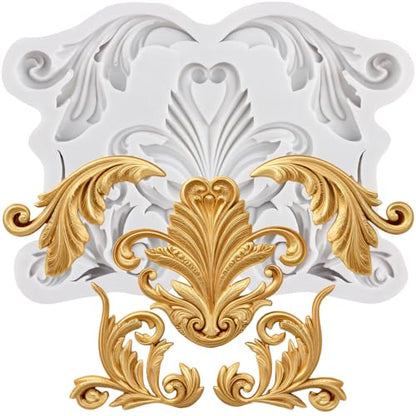 Baroque Scroll Lace Polymer Clay Molds Filigree Silicone Mold | Relief Flower Lace Mold Jewelry Making Epoxy Resin Casting Air Dry Polymer Clay Crafts - color: Style I