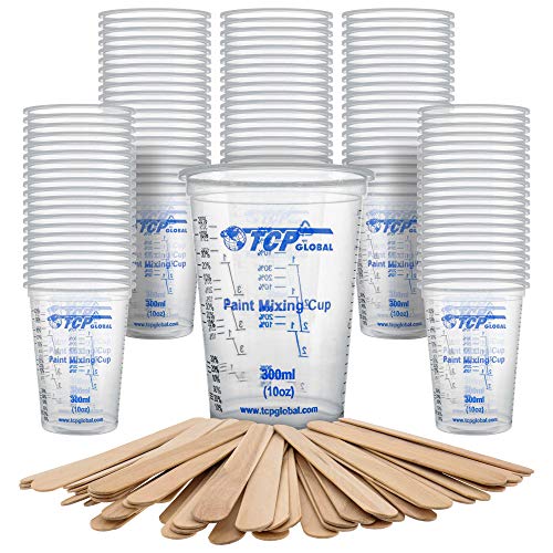 TCP Global 10 oz. (300ml) Graduated Plastic Mixing Cups - Box of 100