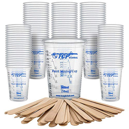 TCP Global 10 oz. (300ml) Graduated Plastic Mixing Cups - Box of 100