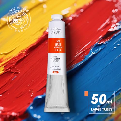 Paul Rubens Oil Paint 38 Bright Colors High Saturation, 50ml Large Capacity Tubes, Faster Drying Time with Creamy Texture and Consistency for Artists, Adults, Beginners Oil Painting Supplies | Faster Drying Time with Creamy Texture and Consistency for Art