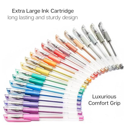 KINGART 400-20 Comfort Grip Gel Pens, Set of 20 Unique Metallic Colors - color: Metallic