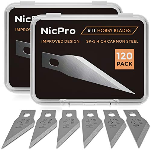 Nicpro 240 PCS Hobby Blades Set SK-5, Art Utility #11 Blades Refill Cutting Tool with Storage Case for Craft, Hobby, Scrapbooking, Stencil - 2 Pack of Case - size: #11 240pcs