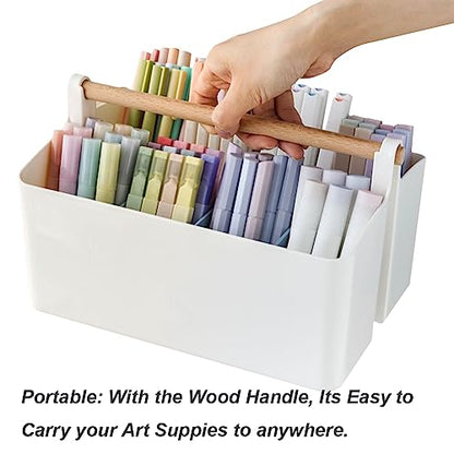 Art Supply Caddy Organizer with Handle,Teacher Tool Storage with Divider - color: Blue Divider