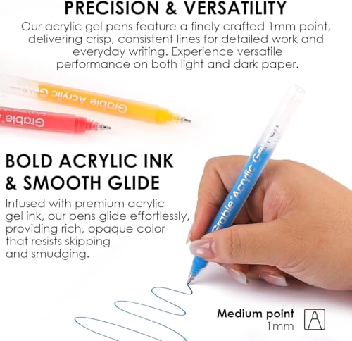 Grabie Acrylic Gel Pens Coloring Kit with Book, Pack of 12 Dessert Colors - color: Dessert Colors