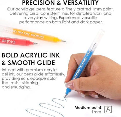 Grabie Acrylic Gel Pens Coloring Kit with Book, Pack of 12 Dessert Colors - color: Dessert Colors