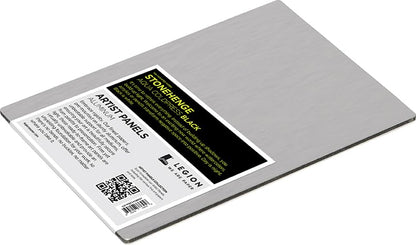 Legion Artist Panel, 1/8" Composite Brushed Aluminum with Stonehenge Aqua Coldpress Black, 100% Cotton, 140lb Paper, 5 x 7 inches for Wet Media - size: 5 x 7