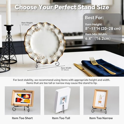 Artliving Plate Stands for Display, 8 Inch Black Iron Easel Plate Display Photo Holder Stand, Displays Picture Frames, Decorative Plates, Tablets and Art (2 pack) - size: 8 inch(2 pack)