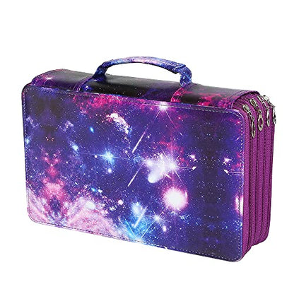 300 Slots Pencil Case 4-Layer Zipped Holder w/Handle - color: Purple, size: 300
