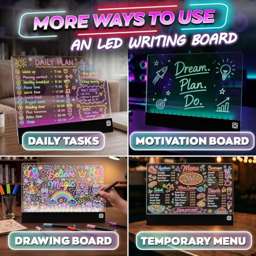 Upgraded 16 Inches LED Drawing Board – Rechargeable, 8 Colors, 11 Light Modes, Adjustable Brightness – Acrylic Light Board for Tracing with Stand, Markers and Full Kit – Birthday Gift Set (Black) - style: Black Style