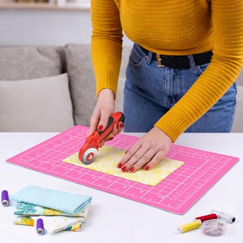 DIYSELF 9in×12in Cutting Mat, A4 Self Healing Craft Mat for Sewing - color: Pink, size: 12"L x 9"W