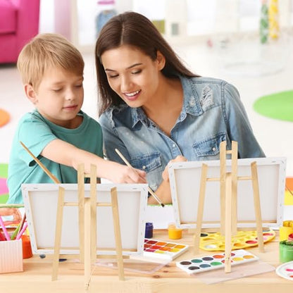 ESRICH 8 Pack 11.8" Wood Easels, Tabletop Easel for Painting | Painting Party, Displaying Canvas, Kids Student Table School Desktop, Portable Canvas Photo Picture Sign Holder - style: 11.8"-8P