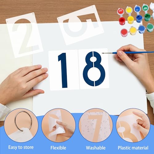 10PCS Number Stencils,6 Inch Plastic Number Stencils Paint Templates - size: 6 Inch