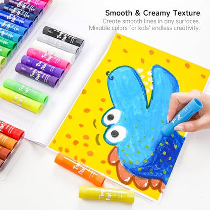 Shuttle Art Tempera Paint Sticks 60 Pack 30 Colors, Kids Safe, Washable | Fast Drying Solid Paint Sticks, Works Smoothly and Creamy on Paper, Wood, Glass, Ceramic and Canvas for Kids Art Creation