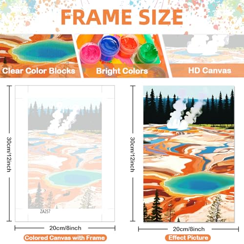 EggSun 6 Pack Framed Paint by Numbers Kit for Adults,Beginners with Wooden Easel,DIY Acrylic Oil Painting Paint by Numbers Kits on Canvas for Home Decor(National Park Landscape,8x12Inch) - style: National Park