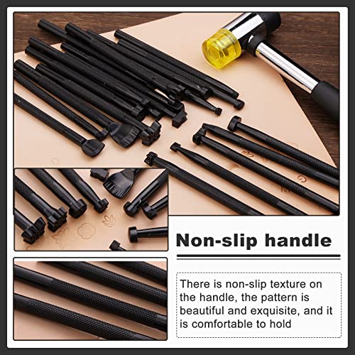 Wonvoc 21 Pcs Leather Stamp Set, Leather Stamping Kit with 20 Patterns - color: Black