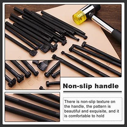 Wonvoc 21 Pcs Leather Stamp Set, Leather Stamping Kit with 20 Patterns - color: Black