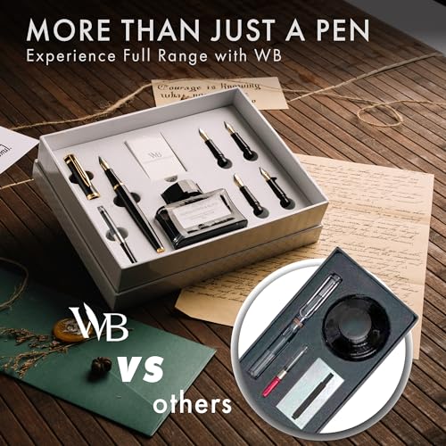 Wordsworth & Black Luxury Fountain Pen Set for Writing, 6 Nibs, Black Gold - color: Black Gold