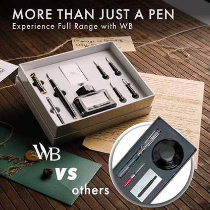 Wordsworth & Black Luxury Fountain Pen Set for Writing, 6 Nibs, Black Gold - color: Black Gold
