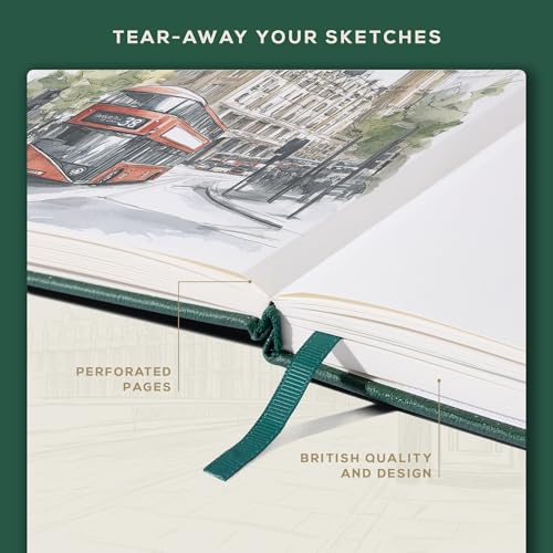 Beechmore Books A4 8.5x11 Mixed Media Sketchbook 160 GSM/98LB with Gift Box - color: Dartmouth Green, size: A4 - 8.5" x 11.5" Large