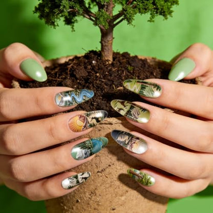 PH PandaHall 3pcs Tree Planting Nail Stamping Plate Wild Animals Nail Art Templates Forest Mountains Manicure Stamper Plate Protect Trees Nails Art Stencils for Women Print Manicures Salon Design - style: Tree Planting
