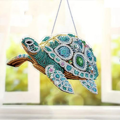 STGLCR Sea Turtle Suncatchers Special Shape Diamond Painting Kits for Beginner,Crystal Rhinestones Diamond Dots Diamond Art DIY Kits for Adults Painting Pendant Ornament for Home Wall Decor 7.8inch