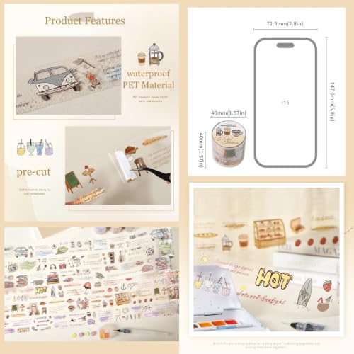 PET Tape Stickers for Journaling Supplies,Life Tape Stickers for Deco - color: Forest