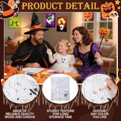 Harloon 36 Pcs Afro Queen Pre Drawn Canvas 8x10,Funny Halloween - style: Funny Halloween