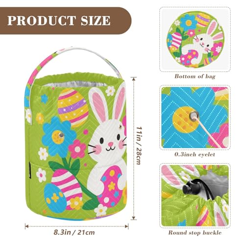 Yarn Bag Small Crochet Bag Drawstring Yarn Storage Organizer Knitting Project Bags Potable Yarn Holder with Holes Handle Crocheting Needles Knitting Accessories Cute Bunny Eggs Easter - color: Cute Bunny Eggs Easter