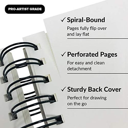 HIPPIE CRAFTER Marker Sketch Book - 2 Pack 9 x 12 Inches Spiral-Bound Sketchpad, 100 Sheets, 65lb Paper for Drawing & Markers, Ideal for Adults, Artists