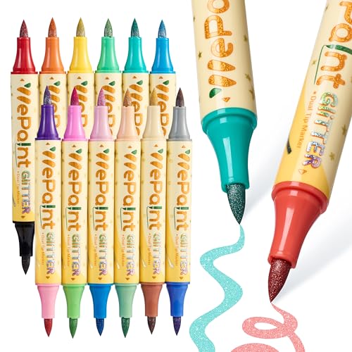 WePaint Glitter Brush Markers Pens 24 Colors Dual Tip Glitter Pens 12 Pack - color: 12 Pens-24 Colors