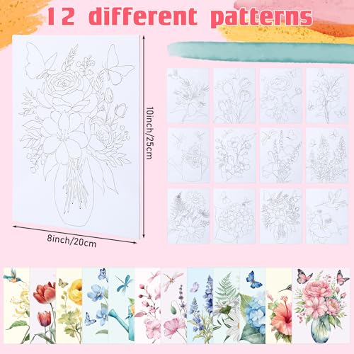 Tinlade 12 Pcs Pre Drawn Canvas for Painting Stretched,Elegant Style - size: Elegant Style