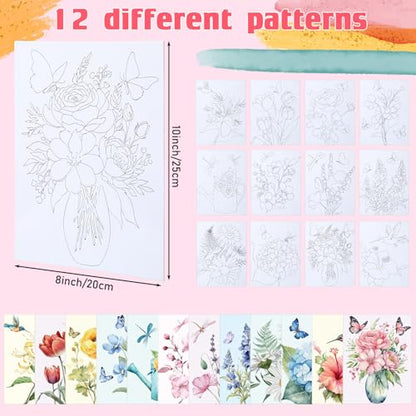 Tinlade 12 Pcs Pre Drawn Canvas for Painting Stretched,Elegant Style - size: Elegant Style