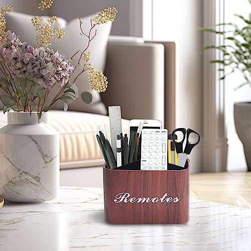 Square Leather Art Supply Organizer,Remote Control Holder with Removable Dividers,360°Rotatable Pencil Holders,4 Compartments Organizer for Office Supplies Storage Box(1-Light Brown) - color: 1-Square-Light Brown