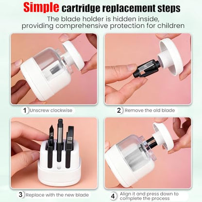 Electric Pencil Sharpener, Rechargeable Automatic Pencil Sharpeners for Kids Rechargeable Portable Small Pen Sharpener for Kids Gift,Can Replacement Blades,for in for 6-8mm Pencils for Home/School
