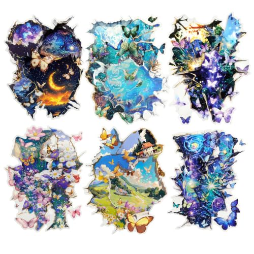 60 Pcs Large PET Stickers with Butterfly Art for Scrapbooking - color: Fantasy Butterfly Portals