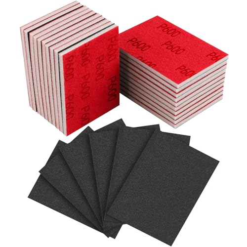 24Pcs Sanding Sponge 600 Grit Wet Dry Soft Foam Hand Sander Block - size: 24pcs 600 Grit, style: Aluminum