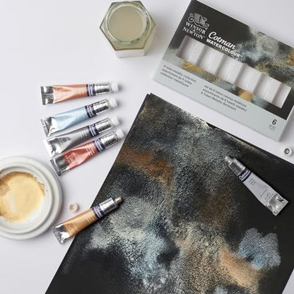 Winsor & Newton Cotman Watercolor Paint Set, 6 x 8ml Tube Metallic Colors - style: 6 Tube Set Metallic 8ml