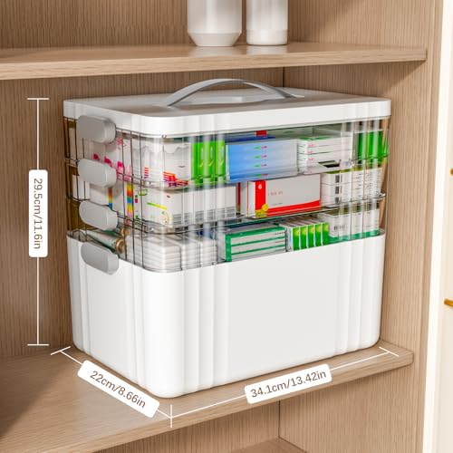 ARSTPEOE 4-Tier Medicine Organizer - Portable Medicine Cabinet with Handle - size: Extra Large 4 Tier